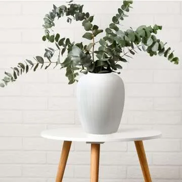 Olly & Rose Rhodes Vase - Flower Vase - White Ceramic Vases Patterned 20cm 8 Inch