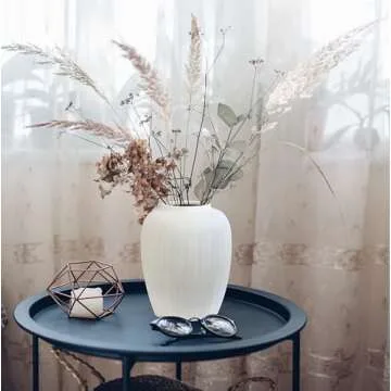 Olly & Rose Rhodes Vase - Flower Vase - White Ceramic Vases Patterned 20cm 8 Inch