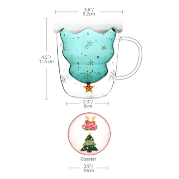 SHENDONG Christmas Tree Coffee Mugs Cute Holiday Gift