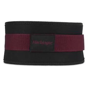 Harbinger Nylon Belt Women's Nylon Weightlifting Belt with Flexible Ultralight Foam Core (5" ), Black/Merlot, Small