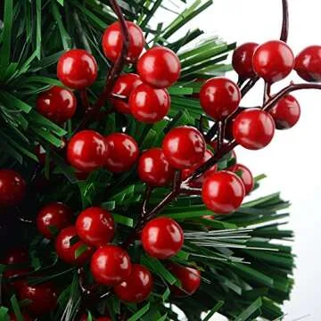 belupai Artificial Berry Stems, 20 Pack 10.2" Christmas Red Berries Artificial Fruit Berry Holly Flo...