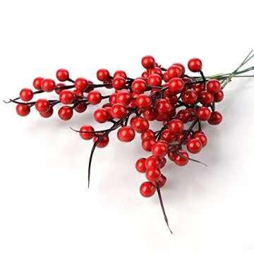 belupai Artificial Berry Stems, 20 Pack 10.2" Christmas Red Berries Artificial Fruit Berry Holly Flower Branch for Home Holiday Wedding Party DIY Christmas Tree Crafts Decor