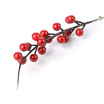 belupai Artificial Berry Stems, 20 Pack 10.2" Christmas Red Berries Artificial Fruit Berry Holly Flower Branch for Home Holiday Wedding Party DIY Christmas Tree Crafts Decor