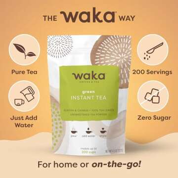 Waka Instant Green Tea - 100% Tea Leaves, Quick Iced or Hot