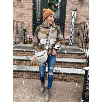Stylish Women's Oversized Crewneck Sweater with Balloon Sleeves