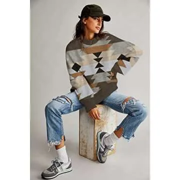 Cozy Women's Oversized Crewneck Sweater for Fall