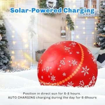 CACSPS 3 Pcs 24 Inch Light up PVC Giant Inflatable Christmas Ball Large PVC Decorated Ball Blow Up Christmas Inflatables Ornaments Outdoor Holiday Yard Tree Decorations for Christmas (Red&Blue&Green)