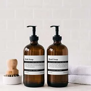 KUSVADO Waterproof Stickers for Dispenser Bottle - 2.8" x 3.6", Labels for Glass & Plastic Bottles, Kitchen & Bathroom Waterproof, 6 Pieces