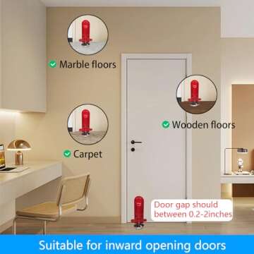 Door Stoppers Security - Portable Door Lock for Travel Anti Theft Door Blocker, Hotel Room Apartment Safety - No Drill Garage Door Brace Devices for Women, Children - Sleep with Peace of Mind