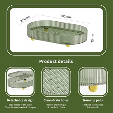 Light Luxury Acrylic Tray Teacup Storage countertop Makeup Table Tray, Decorative Round Tray for Coffee Table countertop Kitchen Appetizer Breakfast Bed Bathroom or nightstand(Green)