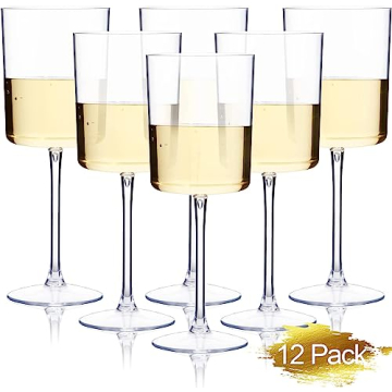 Ciaell 12 Pack Elegant Plastic Wine Glasses Ideal for Parties