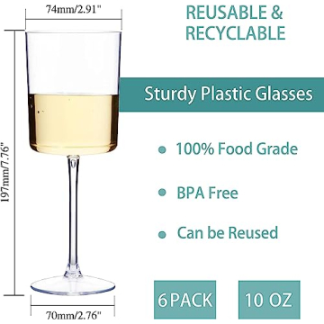 Ciaell 12 Pack Elegant Plastic Wine Glasses Ideal for Parties