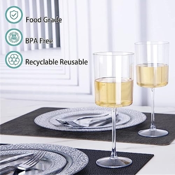 Ciaell 12 Pack Elegant Plastic Wine Glasses Ideal for Parties