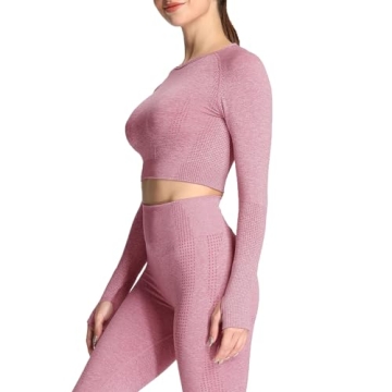 Aoxjox Women's Long Sleeve Vital Workout Crop Tops