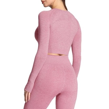 Aoxjox Women's Long Sleeve Vital Workout Crop Tops