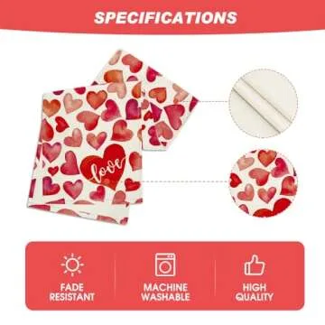 Artoid Mode Red Sweet Love Heart Valentine's Table Runner, Anniversary Wedding Kitchen Dining Table Decoration for Home Party Decor 13x72 Inch