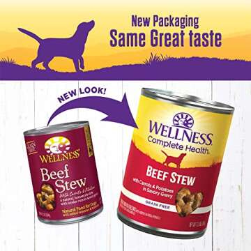 Wellness Complete Health Thick & Chunky Natural Grain Free Canned Wet Dog Food, Beef Stew, 12.5-Ounc...