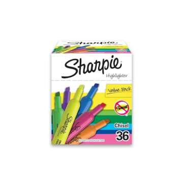 Sharpie Tank Highlighters, Fluorescent And Pastel Highlighters, Chisel Tip Highlighter Markers Set, Teacher And Office Supplies, School Supplies, Assorted Color, Value Pack, 36 Count
