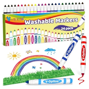 V-Opitos 24 Colors Washable Markers Set - Perfect for Kids and Adults!
