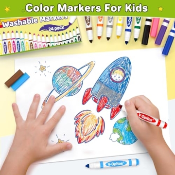 V-Opitos 24 Colors Washable Markers Set for Creative Fun