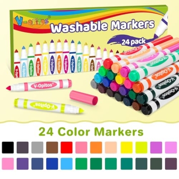 V-Opitos 24 Colors Washable Markers Set for Creative Fun