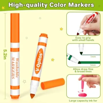 V-Opitos 24 Colors Washable Markers Set for Creative Fun