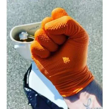 Orange Diesel Nitrile Disposable Gloves for Safety and Comfort
