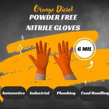Orange Diesel Nitrile Disposable Gloves for Safety and Comfort