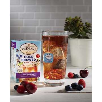 Twinings Mixed Berries Cold Brewed Iced Tea Bags, 20 Count (Pack of 6), Unsweetened Flavoured Black Tea, Caffeinated