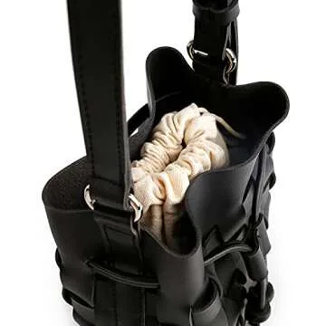 Stylish TIJN Woven Bucket Bag for Women - Vegan Leather