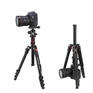 BONFOTO B690A Lightweight Aluminum Alloy Camera Travel Portable Tripod with 360 Degree Ball Head,1/4" Quick Release Plate,Bubble Level and Carry Bag for Canon Nikon Sony DSLR