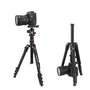 BONFOTO B690A Lightweight Aluminum Alloy Camera Travel Portable Tripod with 360 Degree Ball Head,1/4" Quick Release Plate,Bubble Level and Carry Bag for Canon Nikon Sony DSLR