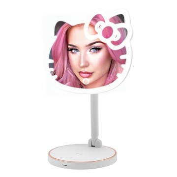 Impressions Vanity Hello Kitty Tabletop LED Rechargeable Makeup Mirror with Touch Sensor, 360 Degree...