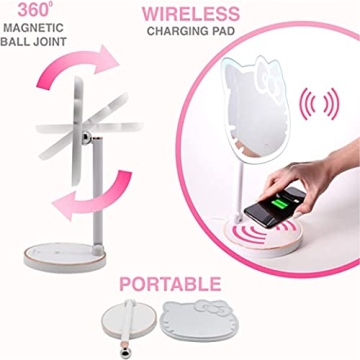 Hello Kitty LED Makeup Mirror with Phone Charging Station