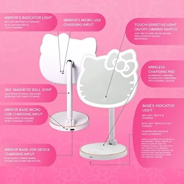 Hello Kitty LED Makeup Mirror with Phone Charging Station
