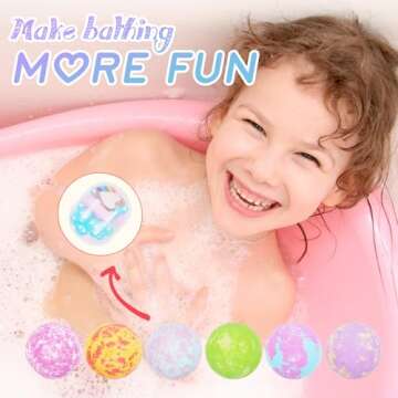 Athbavid Unicorn Bath Bombs with Surprise Inside for Girls, 6 Large Bath Bombs Birthday Gifts for Kids, Natural Bath Bombs with Unicorn Jewellery Inside, Surprise Birthday Christmas