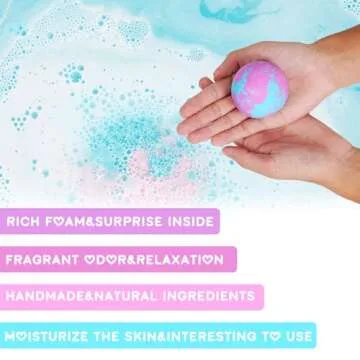 Athbavid Unicorn Bath Bombs with Surprise Inside for Girls, 6 Large Bath Bombs Birthday Gifts for Kids, Natural Bath Bombs with Unicorn Jewellery Inside, Surprise Birthday Christmas