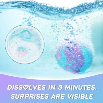 Athbavid Unicorn Bath Bombs with Surprise Inside for Girls, 6 Large Bath Bombs Birthday Gifts for Kids, Natural Bath Bombs with Unicorn Jewellery Inside, Surprise Birthday Christmas