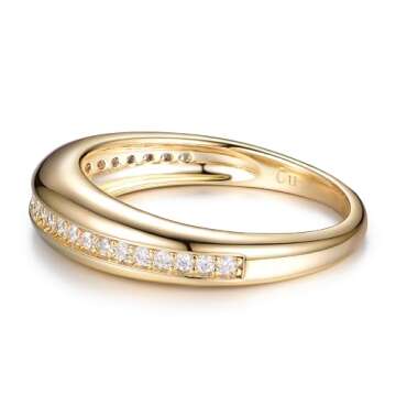 Shinelab Women Chunky Rings 14K Gold Plated CZ Dome Stackable