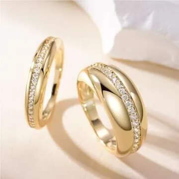 Shinelab Women Chunky Rings 14K Gold Plated CZ Dome Stackable