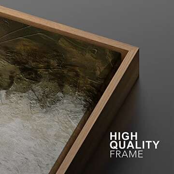 IDEA4WALL Framed Canvas Print Wall Art Set Grunge White Brown Color Field Landscape Abstract Shapes Illustrations Minimalism Decorative for Living Room, Bedroom, Office - 16"x24"x2 Natural