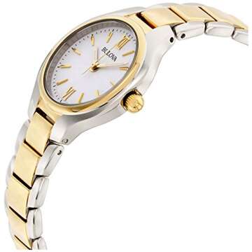 Bulova Ladies' Classic Dress 3-Hand Quartz Stainless Steel Watch, Two Tone Gold, 28mm Style: 98L217