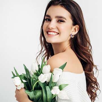 Stylish 18K Gold Filled Checkered Hoop Earrings for Women, Hypoallergenic Small Hoops (Black)