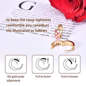 18K Gold Filled Hypoallergenic Checkered Hoop Earrings