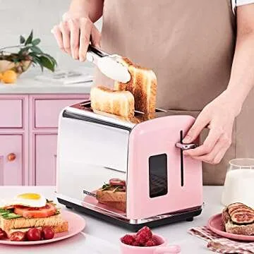 Stylish Pink Toaster with Touchscreen & Countdown Timer