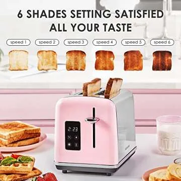 Stylish Pink Toaster with Touchscreen & Countdown Timer