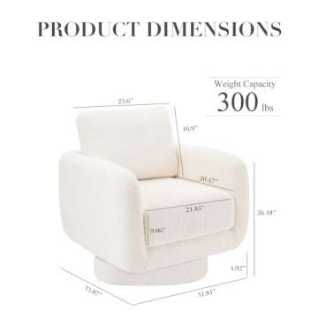 COLAMY Swivel Accent Chairs for Living Room, 32Inches Wide Upholstered Armchair with Plush Back Pill...