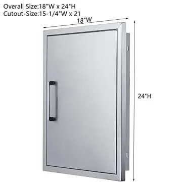 BBQ Access Door Stainless Steel,18" W by 24" H Vertical Single Door Reversible Open Left or Right,Flush Mount for Outdoor Kitchen