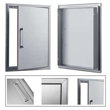 BBQ Access Door Stainless Steel,18" W by 24" H Vertical Single Door Reversible Open Left or Right,Flush Mount for Outdoor Kitchen