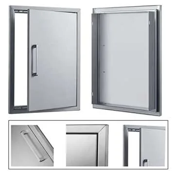BBQ Access Door Stainless Steel,18" W by 24" H Vertical Single Door Reversible Open Left or Right,Flush Mount for Outdoor Kitchen